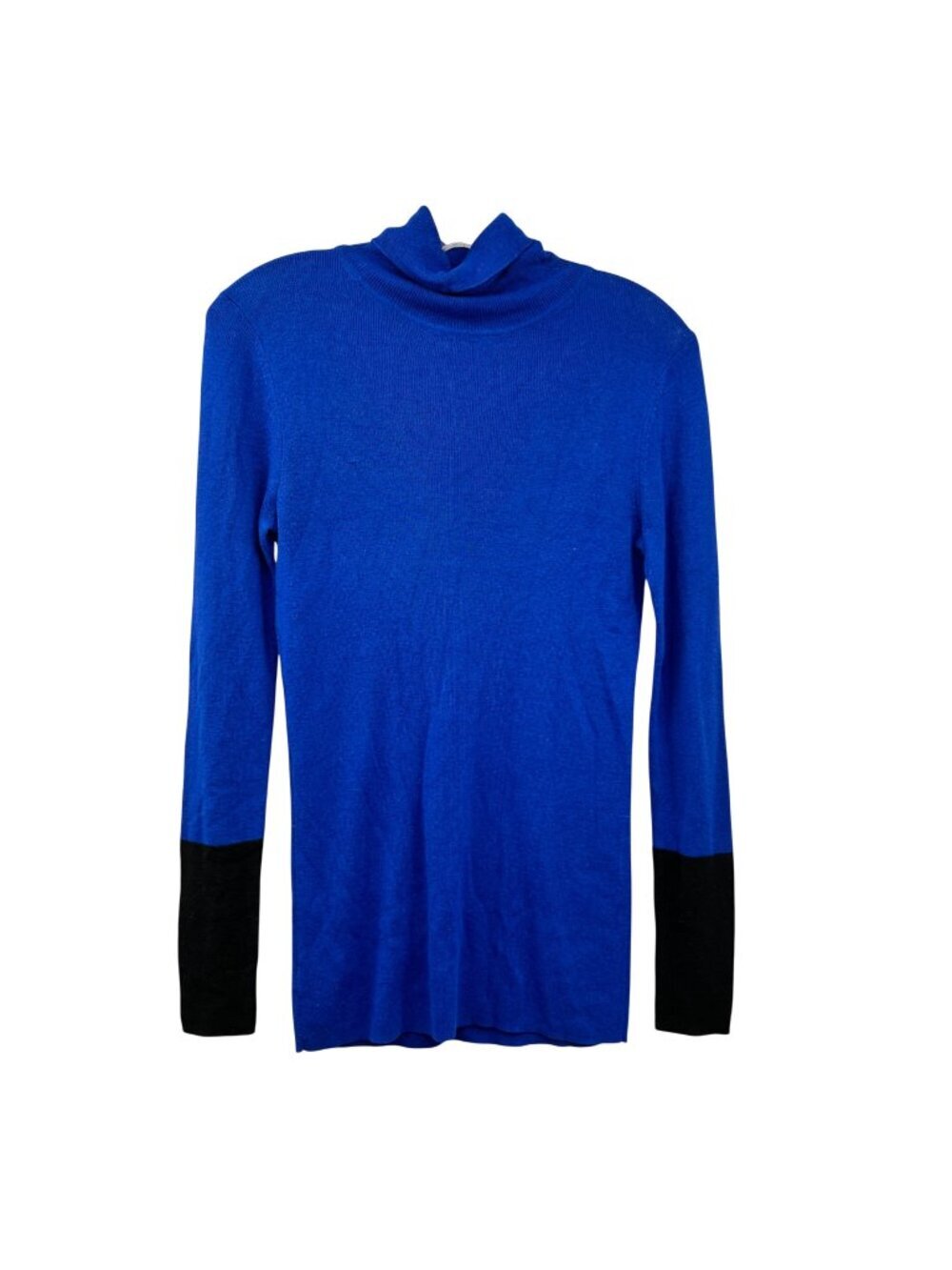 Ann Taylor Womens Lightweight Turtleneck Sweater Blue/Black Size Medium